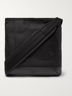 Dunhill Radial Leather-trimmed Nylon-canvas Messenger Bag In Black