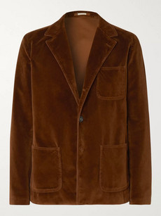 Massimo Alba Brown Slim-fit Unstructured Cotton-velvet Blazer