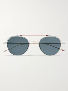 Thom Browne Round-frame Silver And Gold-tone Sunglasses In Grey