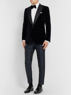Dolce & Gabbana Slim-fit Silk-jacquard Trousers In Blue