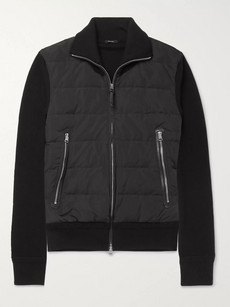 Tom Ford Slim-fit Merino Wool And Quilted Shell Down Cardigan In Black