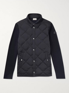 MONCLER SLIM-FIT QUILTED SHELL AND RIBBED WOOL JACKET