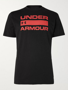 Under Armour Ua Team Issue Wordmark Logo-print Heatgear T-shirt In Black