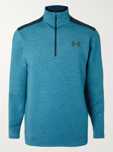 Under Armour Ua Storm Panelled Mélange Stretch-jersey Half-zip Golf Top In Blue