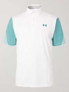 Under Armour Ua Playoff 2.0 Stripe-trimmed Stretch-jersey Golf Polo Shirt In White