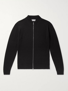 John Smedley Slim-fit Merino Wool Zip-up Cardigan In Black