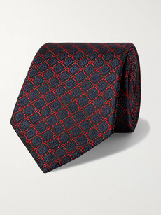 Gucci 7.5cm Logo-embroidered Silk-jacquard Tie In Blue