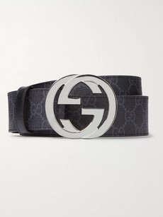 Gucci 4cm Black Monogrammed Coated-canvas Belt