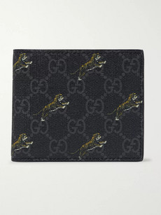 Gucci Monogrammed Coated-canvas Billfold Wallet In Grey