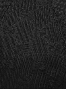 Gucci Webbing-trimmed Monogrammed Canvas Baseball Cap In Black
