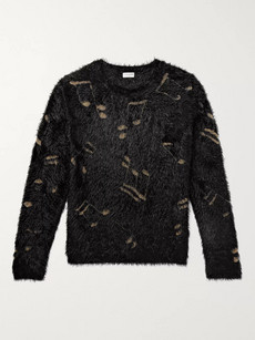 Saint Laurent Jacquard-knit Sweater In Black