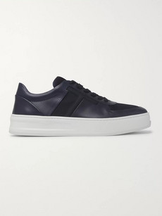 Tod's Cassetta Leather And Mesh Sneakers In Blue