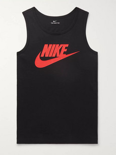 Nike Logo-print Cotton-jersey Tank Top In Black