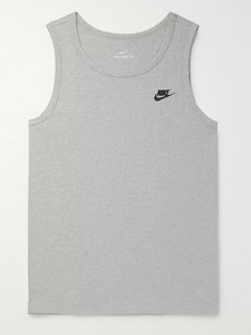 Nike Logo-embroidered Cotton-jersey Tank Top In Gray