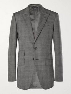 Tom Ford Grey O'connor Slim-fit Prince Of Wales Checked Wool Suit Jacket In Gray