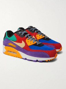 NIKE AIR MAX 90 QS VIOTECH RUBBER-TRIMMED SUEDE AND MESH SNEAKERS