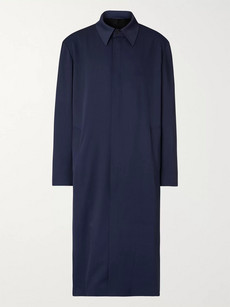Balenciaga Oversized Cotton Raincoat In Blue