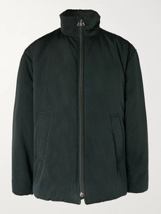 Balenciaga Oversized Padded Striped Cotton Jacket In Green