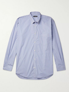 Balenciaga Button-down Collar Striped Cotton-poplin Shirt In Light Blue
