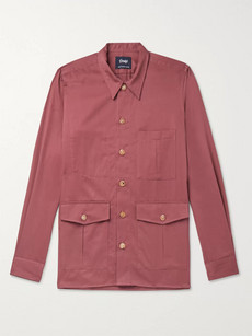 Drake's Cotton And Cashmere-blend-twill Overshirt In Pink