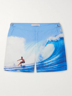 Orlebar Brown Bulldog Mid-length Printed Swim Shorts In Blue