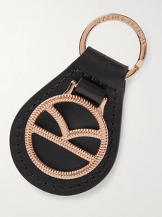 Kingsman Deakin & Francis Leather And Rose Gold-plated Key Fob In Black