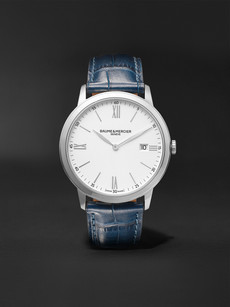 Baume & Mercier Classima 40mm Steel And Croc-effect Leather Watch, Ref. No. 10508 In White