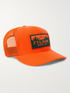 Filson Logger Logo-appliquéd Canvas And Mesh Trucker Cap In Orange ...