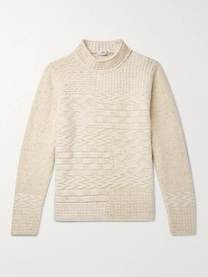 Inis Meain Textured Wool And Cashmere-blend Sweater In Neutrals