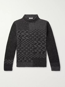 Inis Meain Merino Wool And Cashmere-blend Multi-knit Sweater In Gray