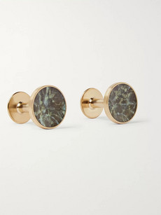 Alice Made This Bayley Gold-tone Amethyst Patina Cufflinks In Green