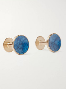 Alice Made This Bayley Gold-tone Prussian Patina Cufflinks In Blue