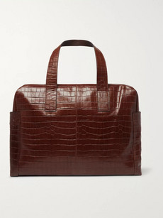 Dries Van Noten Croc-effect Leather Holdall In Brown
