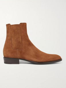 Shop Saint Laurent Suede Chelsea Boots In Brown