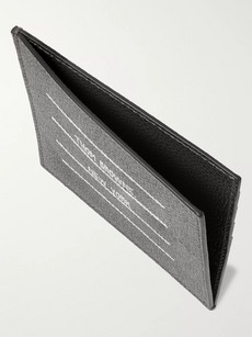 Thom Browne Logo-print Pebble-grain Leather Cardholder In Gray