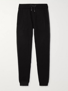Zimmerli Slim-fit Contrast-tipped Cotton And Cashmere-blend Sweatpants In Black
