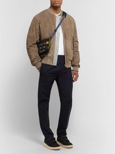Acne Studios Faux Leather And Cotton Corduroy-trimmed Suede Bomber Jacket In Neutrals