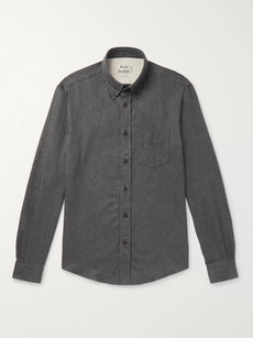 Acne Studios Isherwood Button-down Collar Cotton-flannel Shirt In Gray