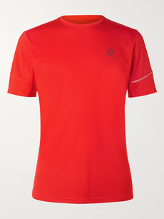 Salomon Agile Mesh-panelled Ripstop Activedry T-shirt In Red