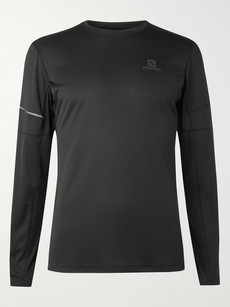 Salomon Agile Mesh-panelled Ripstop Activedry T-shirt In Black