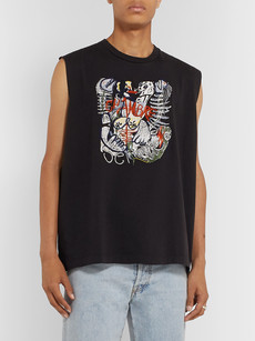 Our Legacy Last Meal Embroidered Cotton-jersey Tank Top In Black
