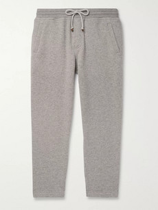 Brunello Cucinelli Tapered Mélange Cashmere Sweatpants In Grey