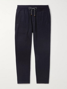 Brunello Cucinelli Tapered Cashmere-blend Sweatpants In Blue