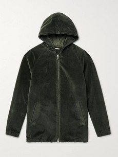 Massimo Alba Cotton-velvet Hooded Coat In Green
