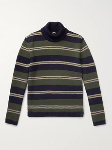 Massimo Alba Striped Wool Rollneck Sweater In Blue