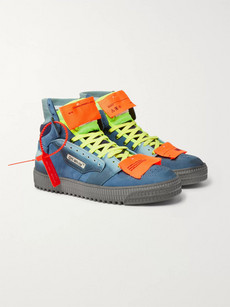 Off-white Off-court Suede, Leather And Canvas High-top Sneakers In Blue