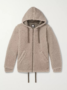 Aspesi Wool-blend Fleece Zip-up Hoodie In Neutrals