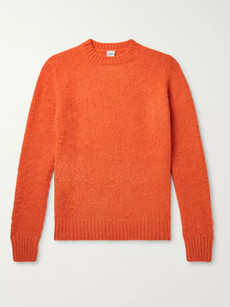 Aspesi Brushed Shetland Wool Sweater In Orange