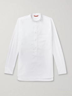 Barena Venezia Oversized Grandad-collar Cotton-poplin Half-placket Shirt In White