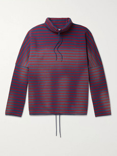 MARTINE ROSE STRIPED LOOPBACK COTTON-JERSEY HOODIE